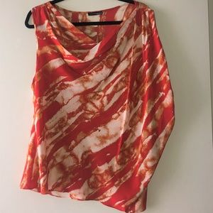 Josie Natori Red/Orange/White Sleeveless Top